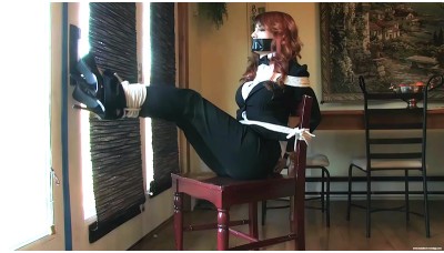 Tied Up Girl Trying To Reach The Phone (2K upscaled) - Scarlett Storm